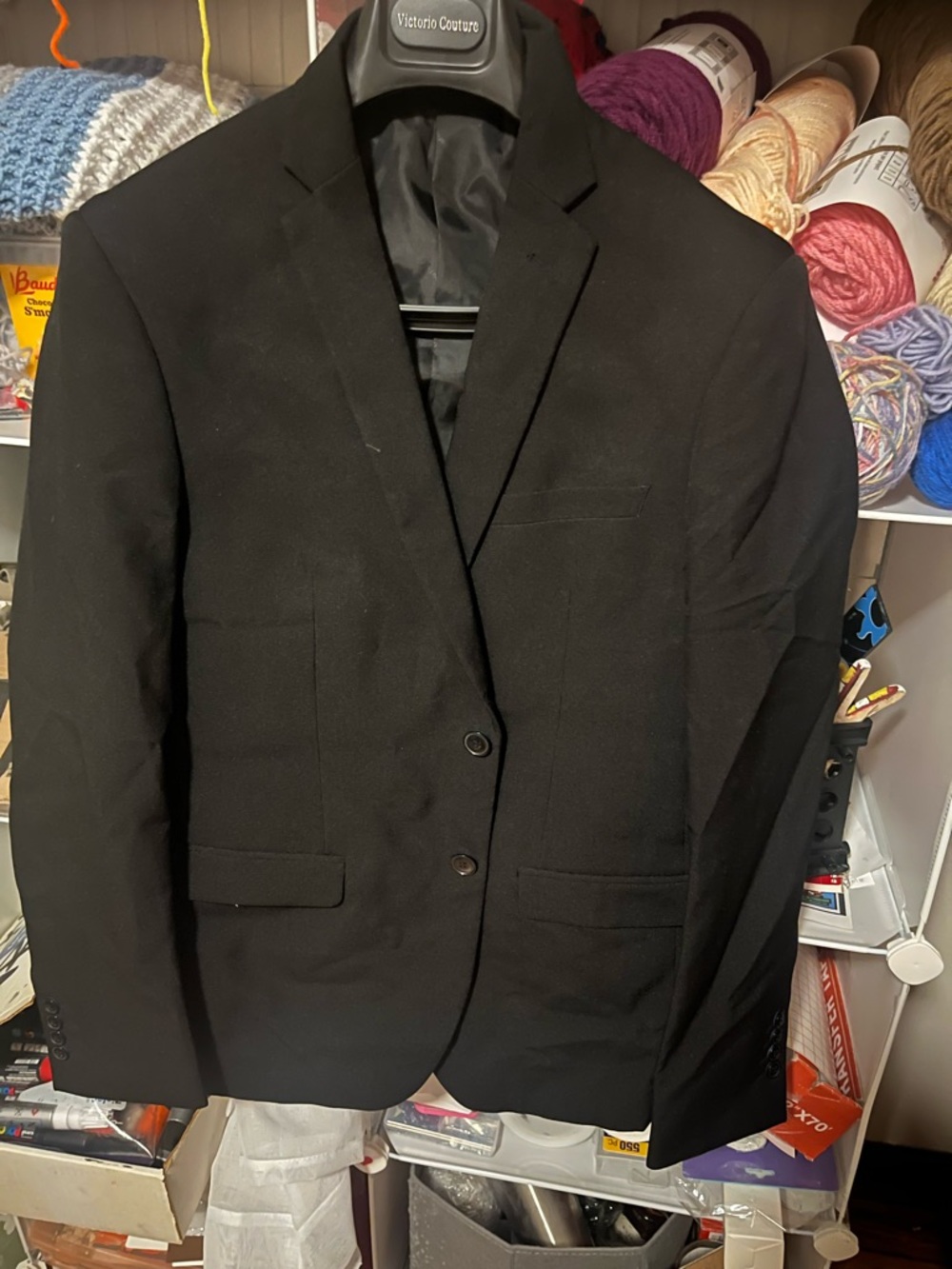 Men's Black Two-Button Suit Jacket prom